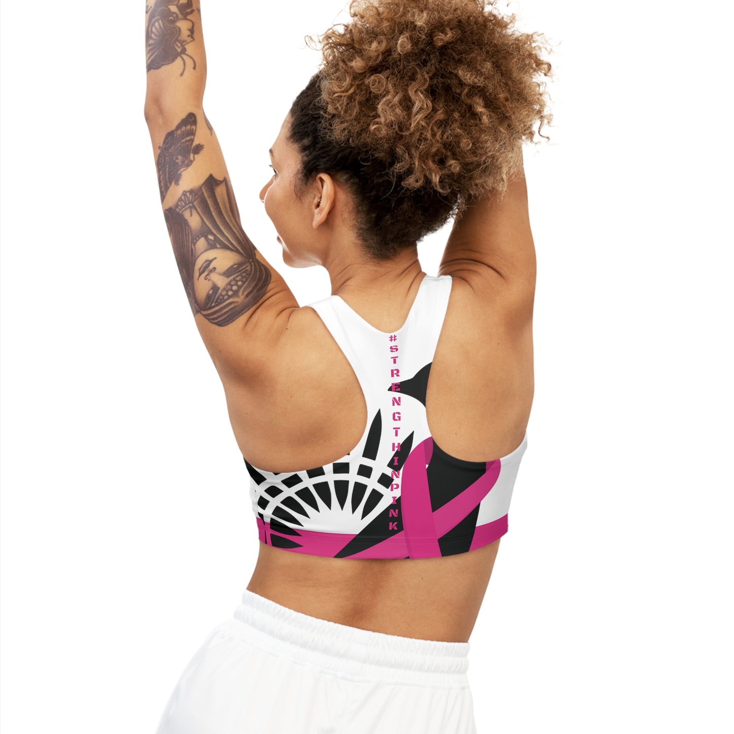 Strength In Pink Sports Bra White/Pink