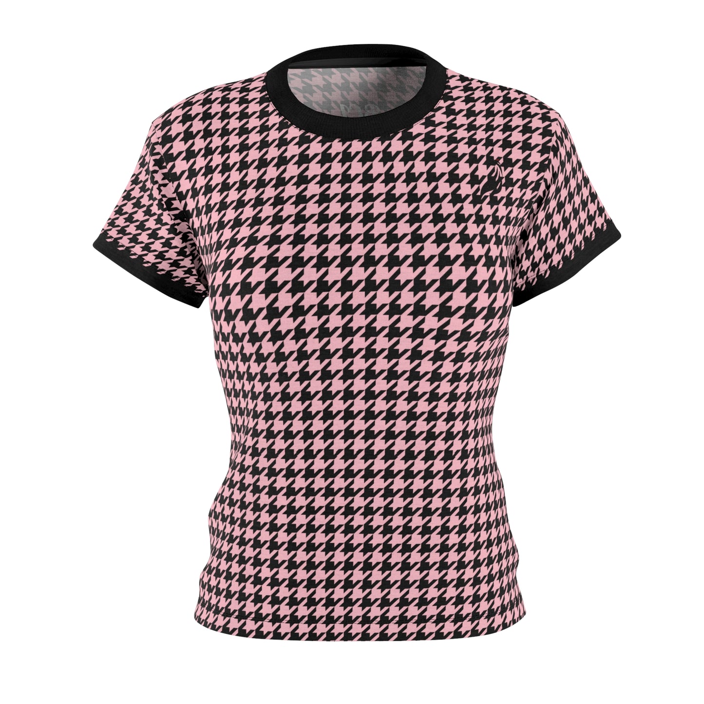 Elegant Soft Tee | Hound's Tooth | Pink & Black