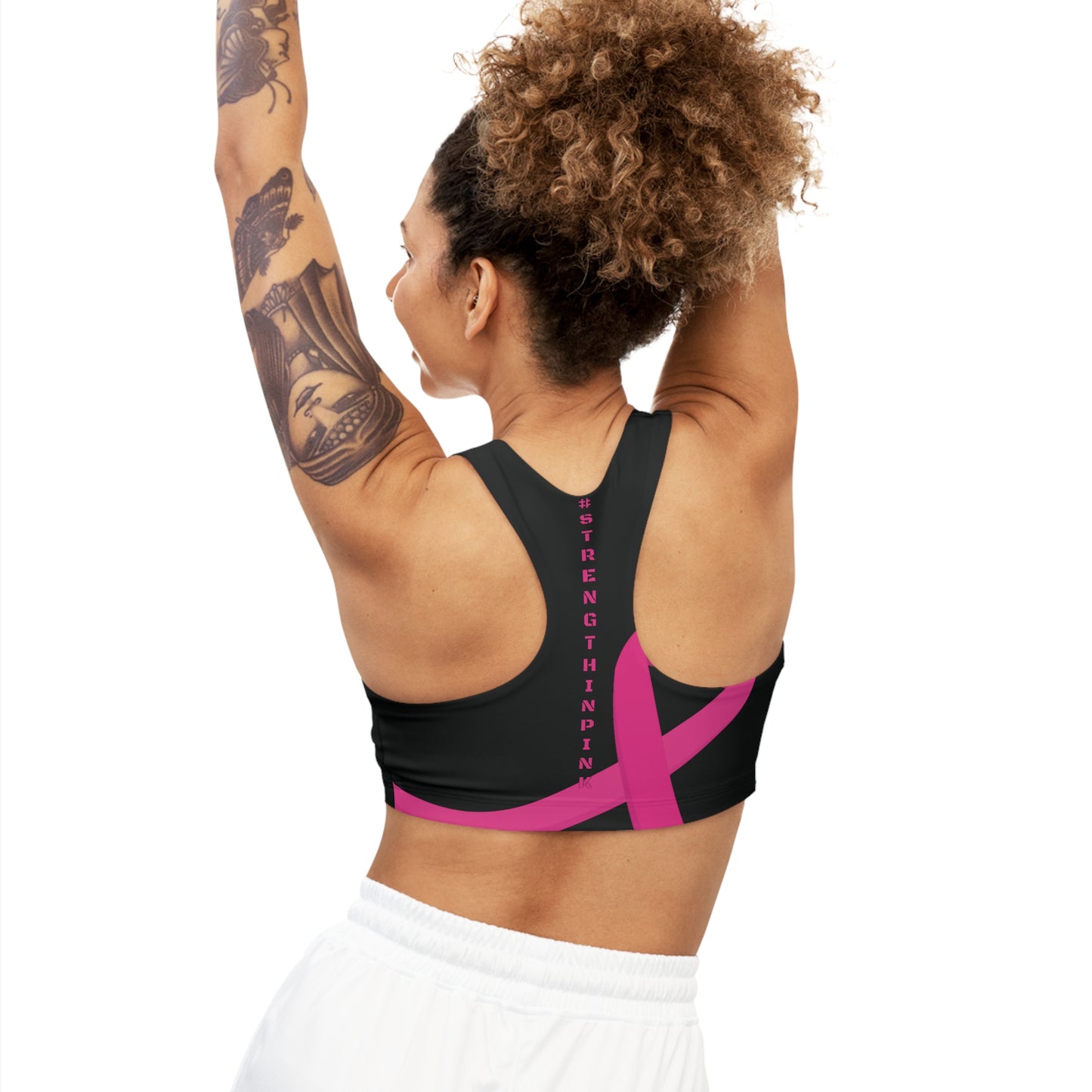 Strength In Pink Sports Bra Black/Pink