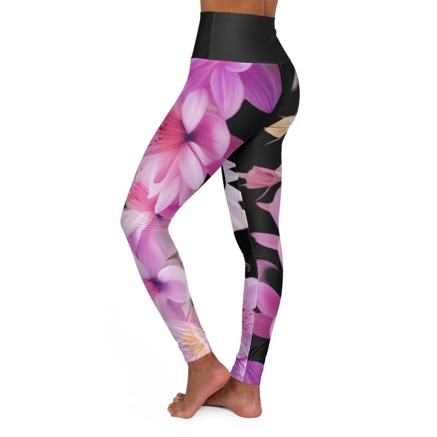 Floral Allure HW Yoga Pants (Black)