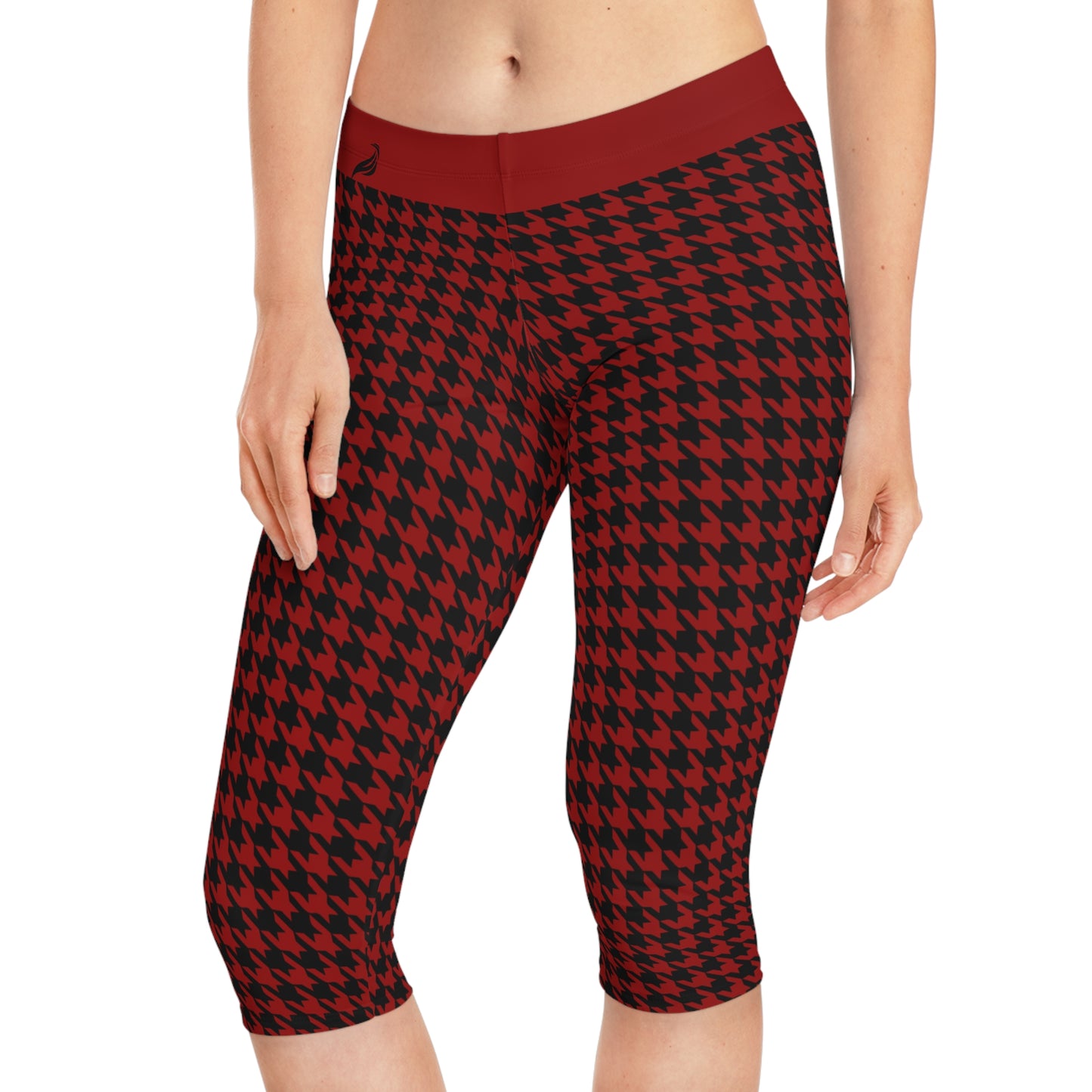 Capri Leggings | Hound's Tooth | Crimson & Black