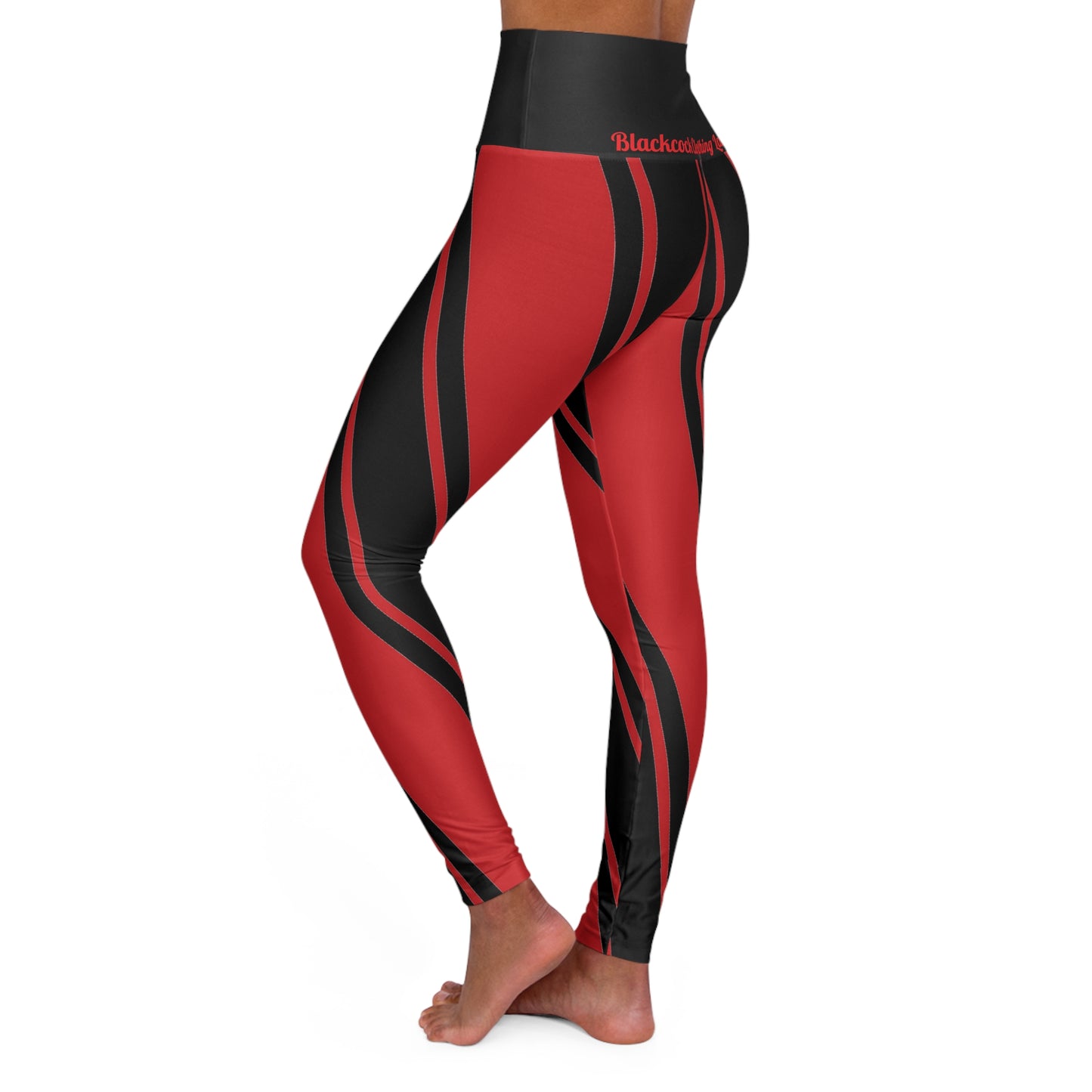 Candy Striped HW Yoga Pants (Black/Red)