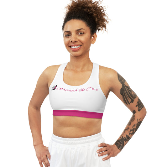Strength In Pink Sports Bra White/Pink