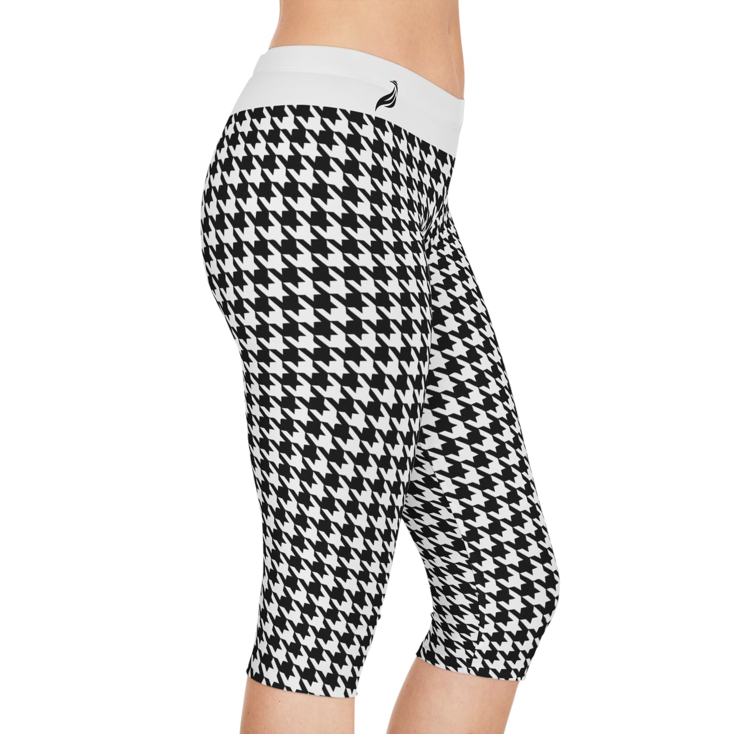 Capri Leggings | Hound's Tooth | White & Black