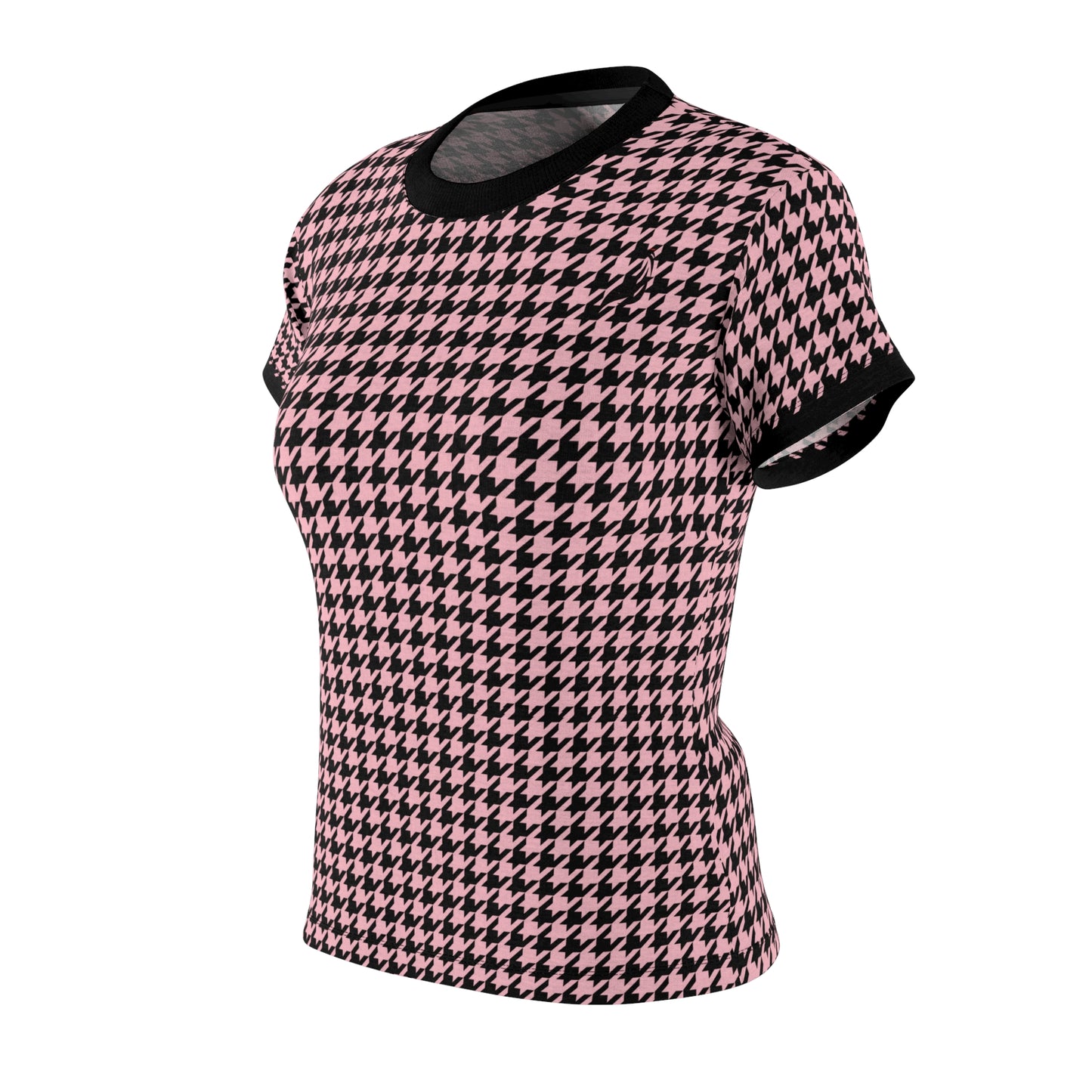 Elegant Soft Tee | Hound's Tooth | Pink & Black