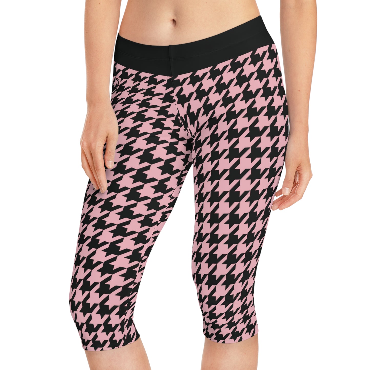 Capri Leggings | Hound's Tooth | Pink & Black