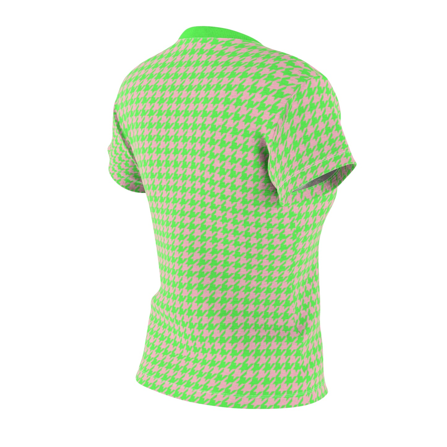 Elegant Soft Tee | Hound's Tooth | Pink & Green