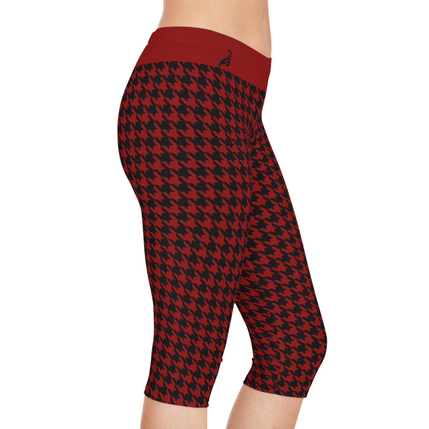 Capri Leggings | Hound's Tooth | Crimson & Black