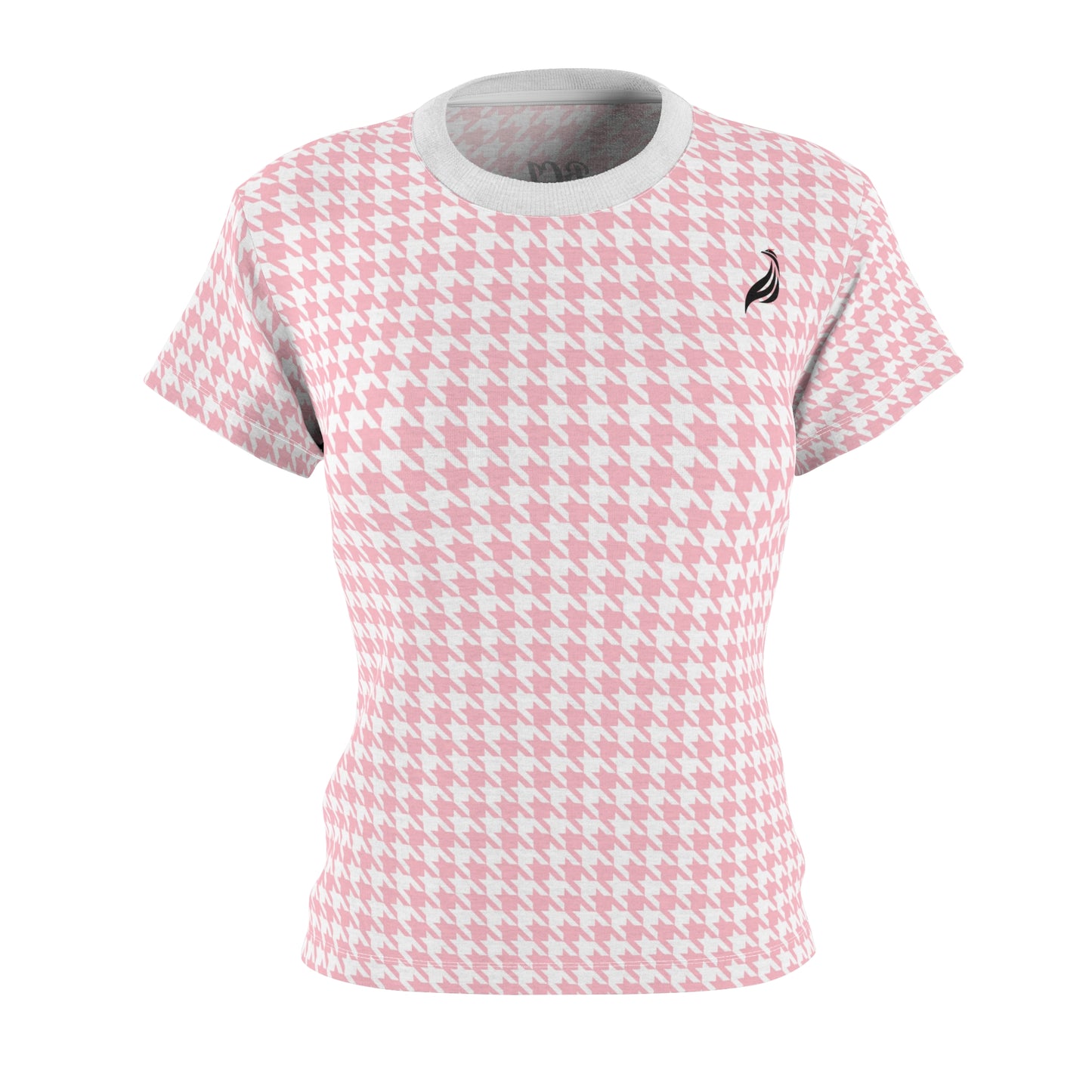 Elegant Soft Tee | Hound's Tooth | Pink & White