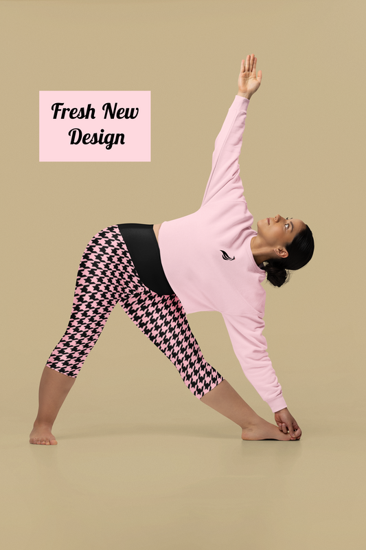 Capri Leggings | Hound's Tooth | Pink & Black