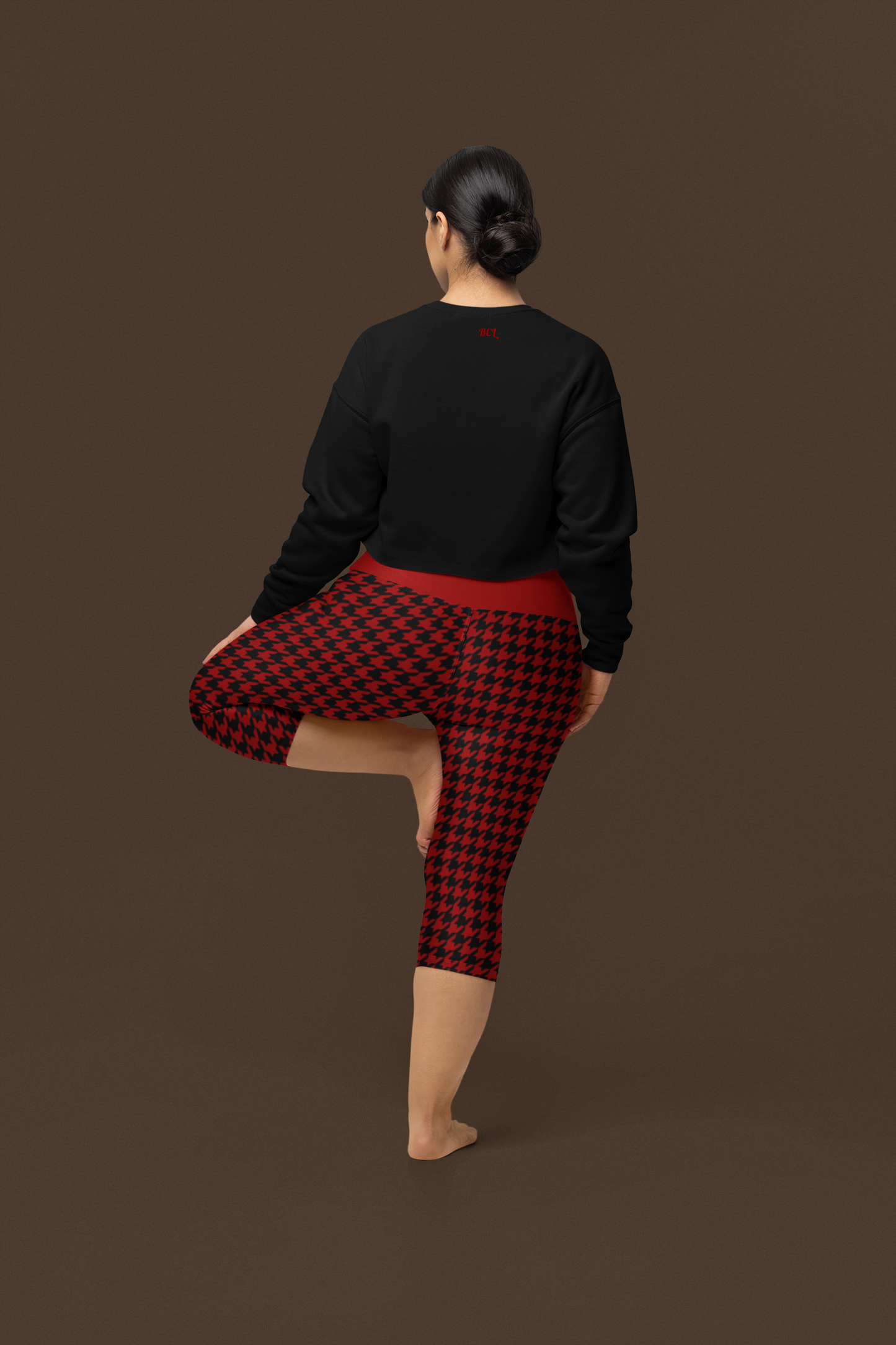 Capri Leggings | Hound's Tooth | Crimson & Black