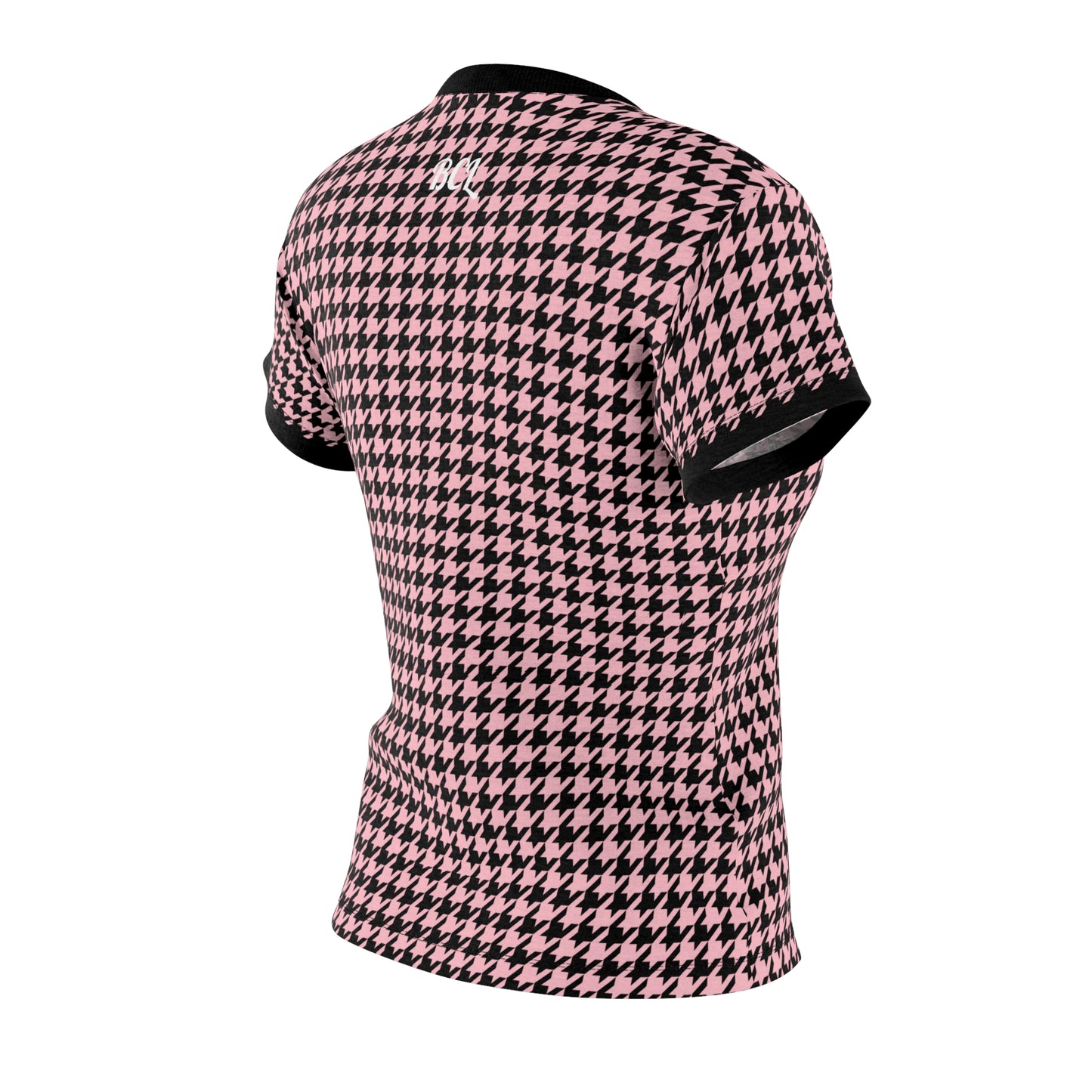 Elegant Soft Tee | Hound's Tooth | Pink & Black