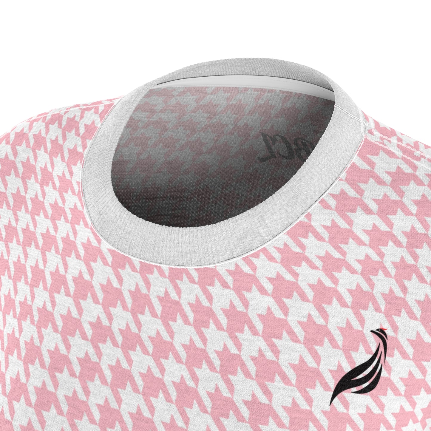 Elegant Soft Tee | Hound's Tooth | Pink & White