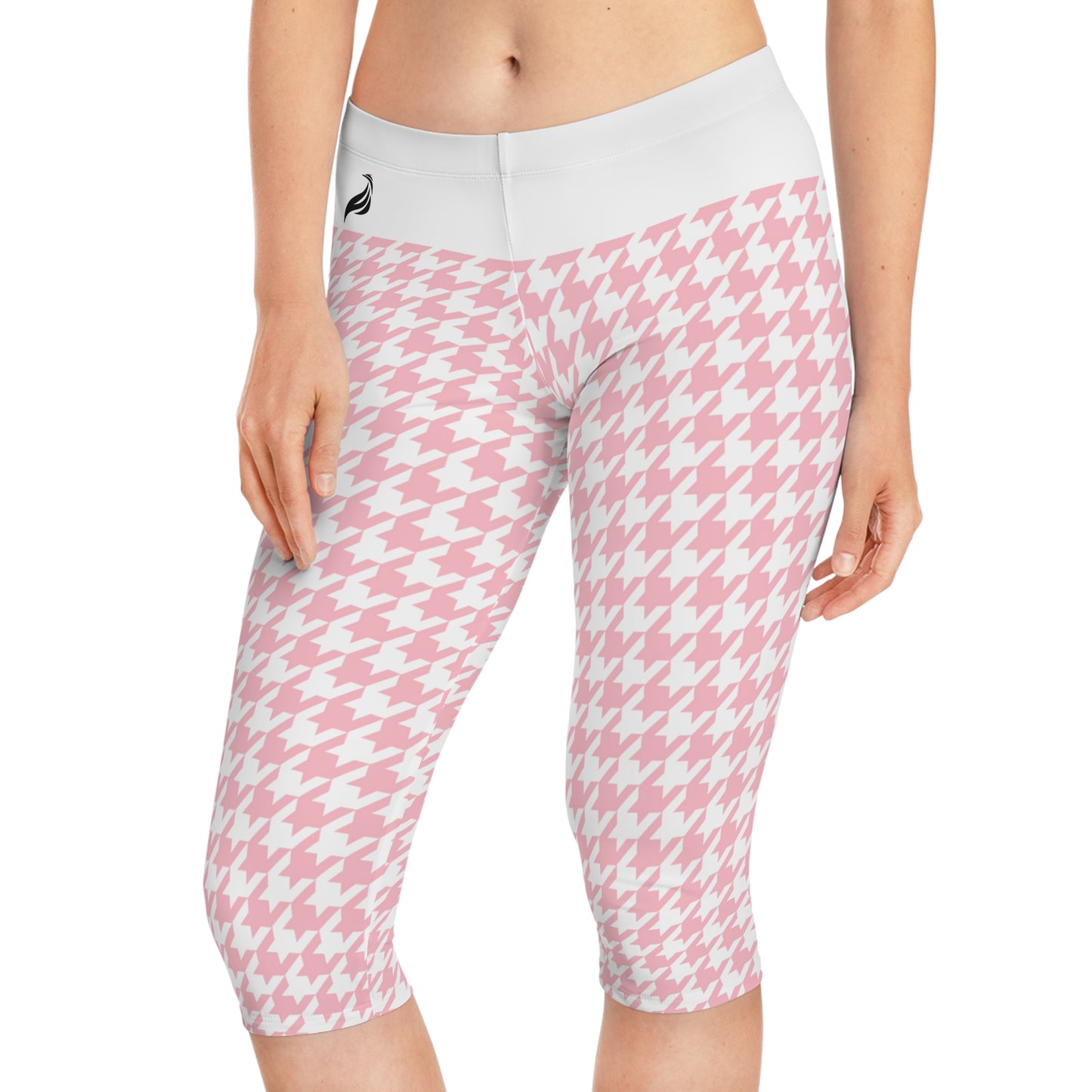Capri Leggings | Hound's Tooth | Pink & White