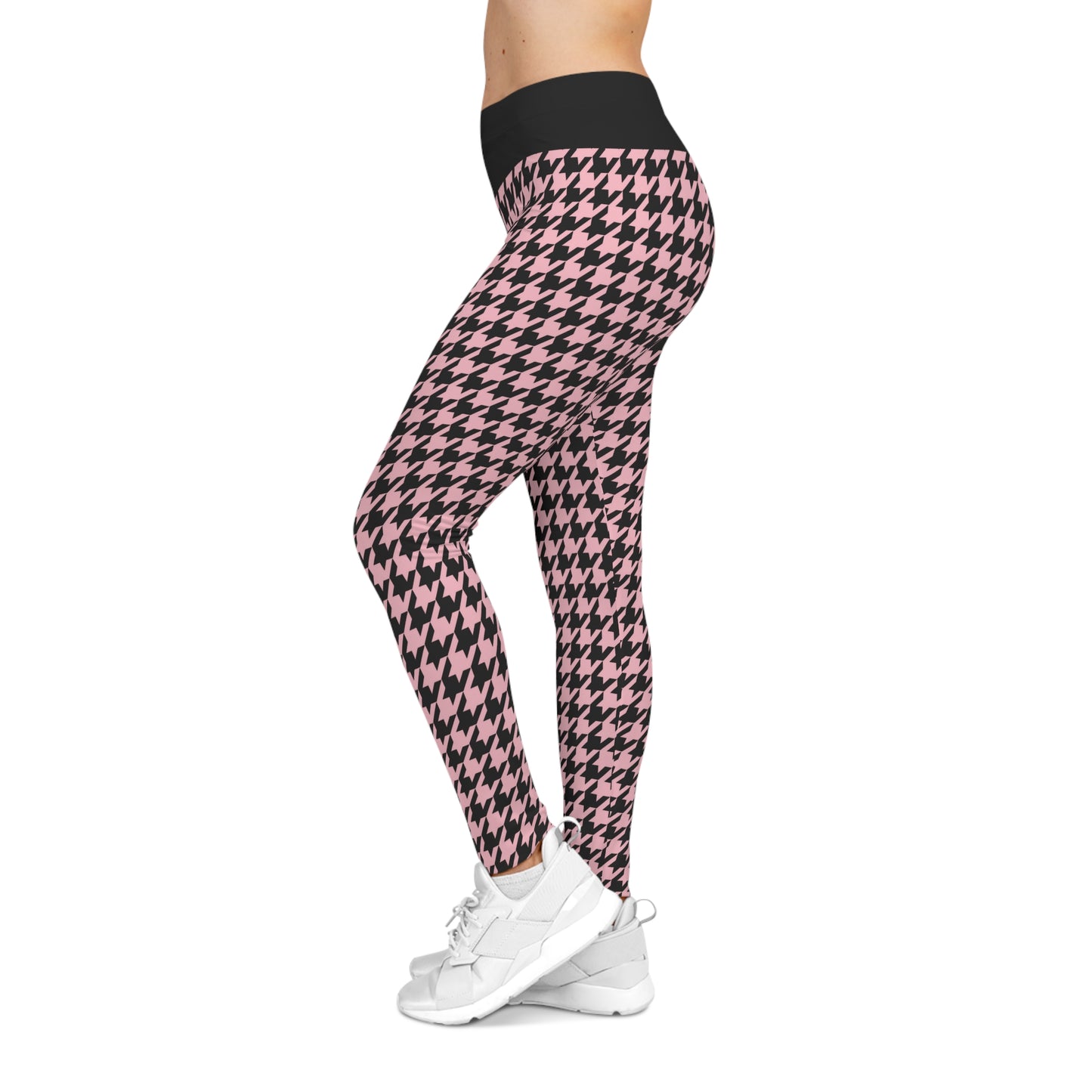 Casual Leggings | Hound's Tooth | Pink & Black