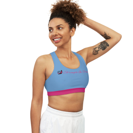 Strength In Pink Sports Bra LT Blue/Pink