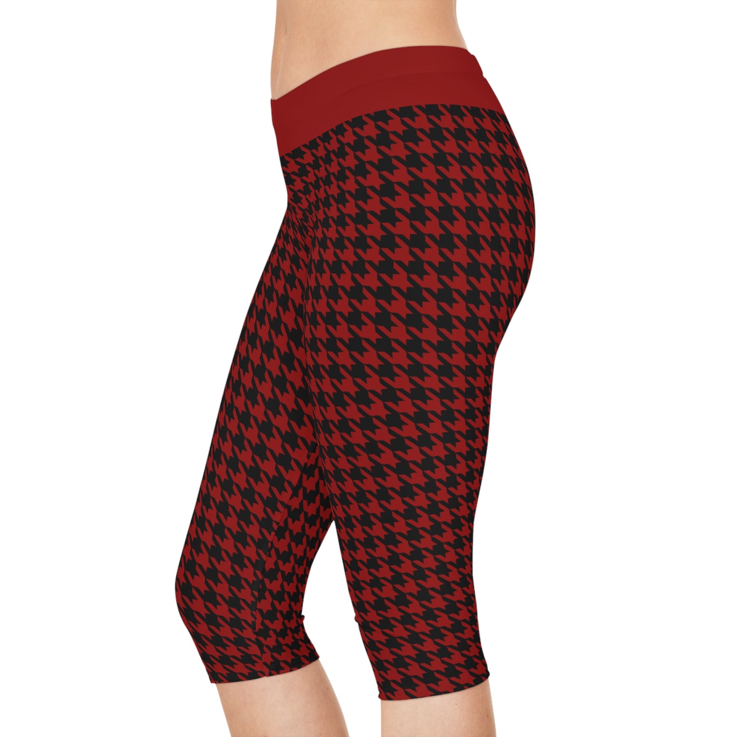 Capri Leggings | Hound's Tooth | Crimson & Black