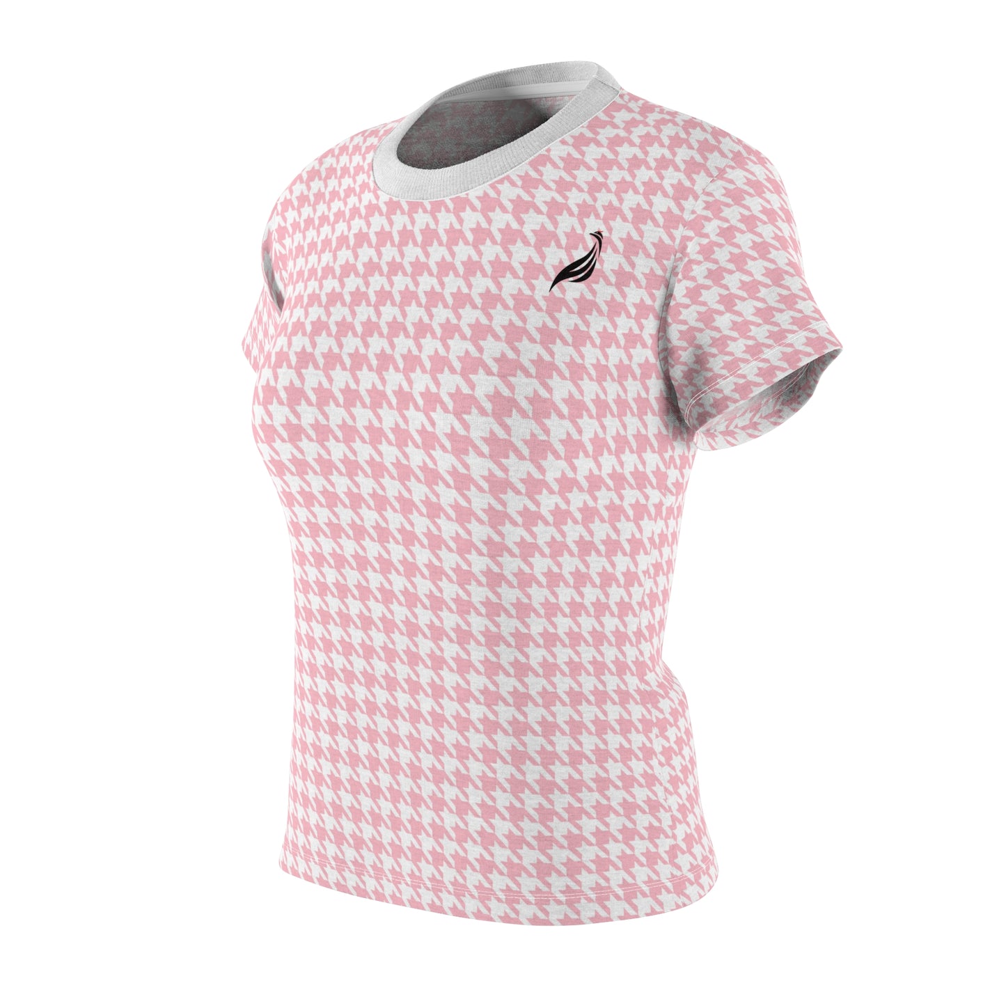 Elegant Soft Tee | Hound's Tooth | Pink & White