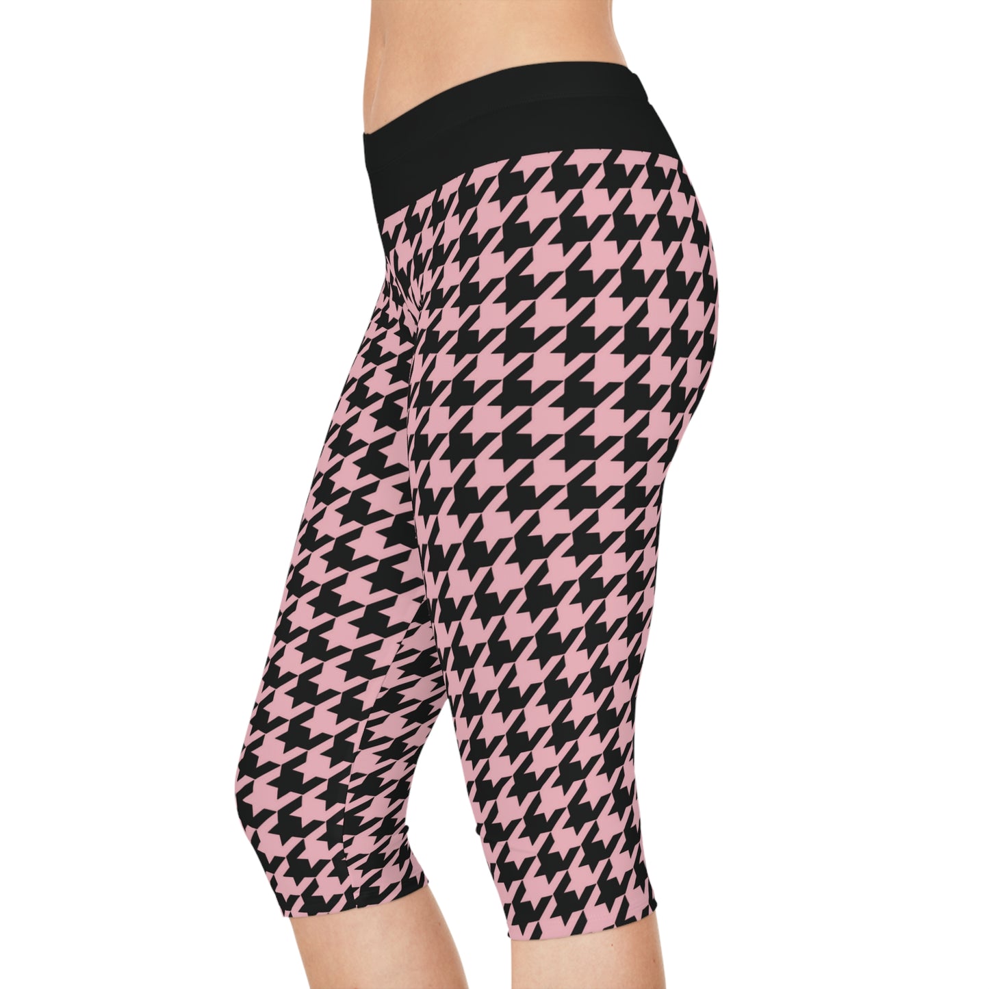 Capri Leggings | Hound's Tooth | Pink & Black