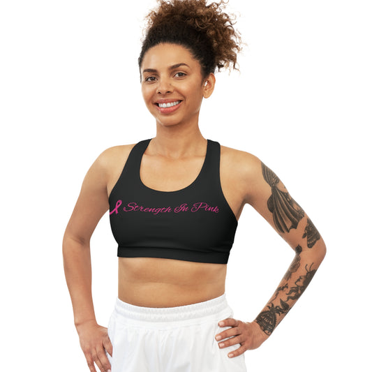 Strength In Pink Sports Bra Black/Pink