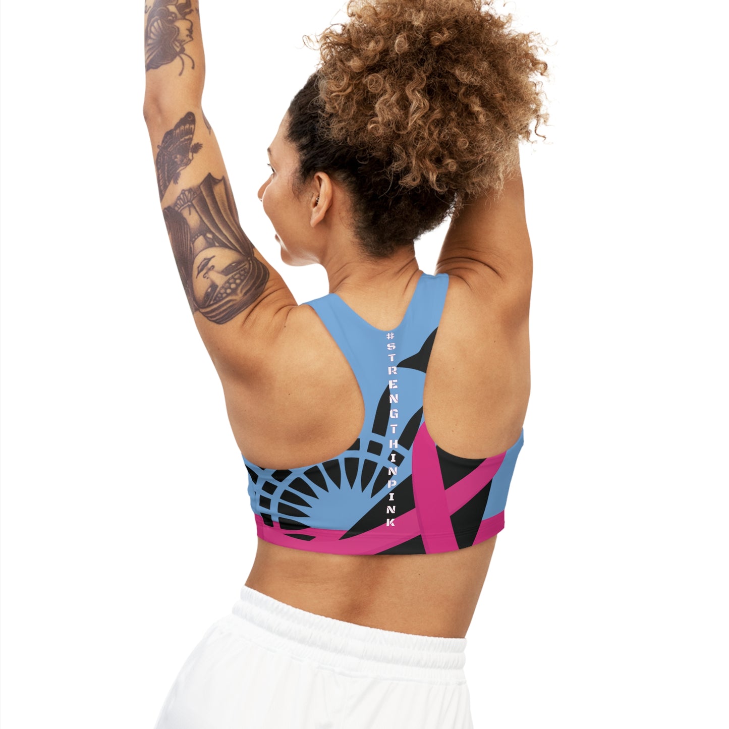 Strength In Pink Sports Bra LT Blue/Pink