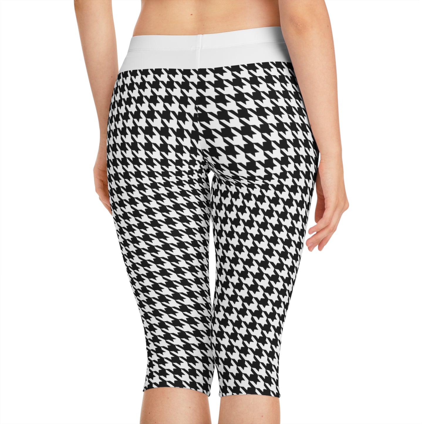 Capri Leggings | Hound's Tooth | White & Black