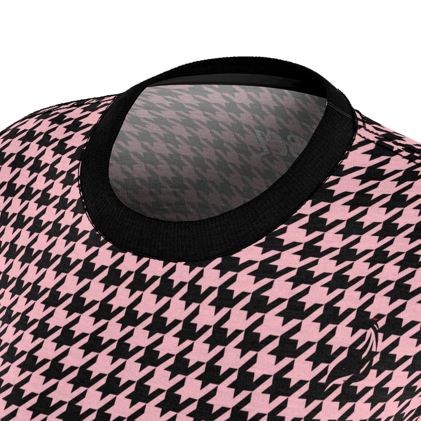 Elegant Soft Tee | Hound's Tooth | Pink & Black