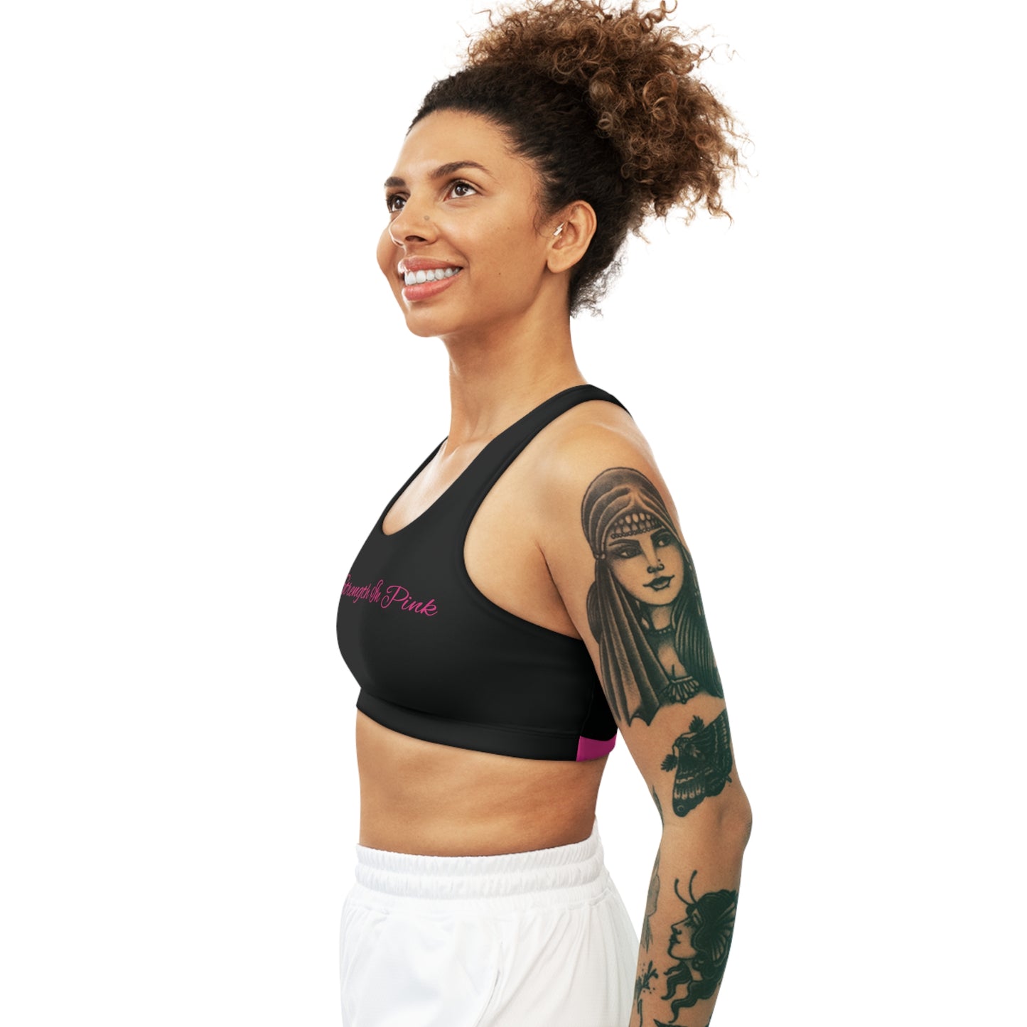 Strength In Pink Sports Bra Black/Pink