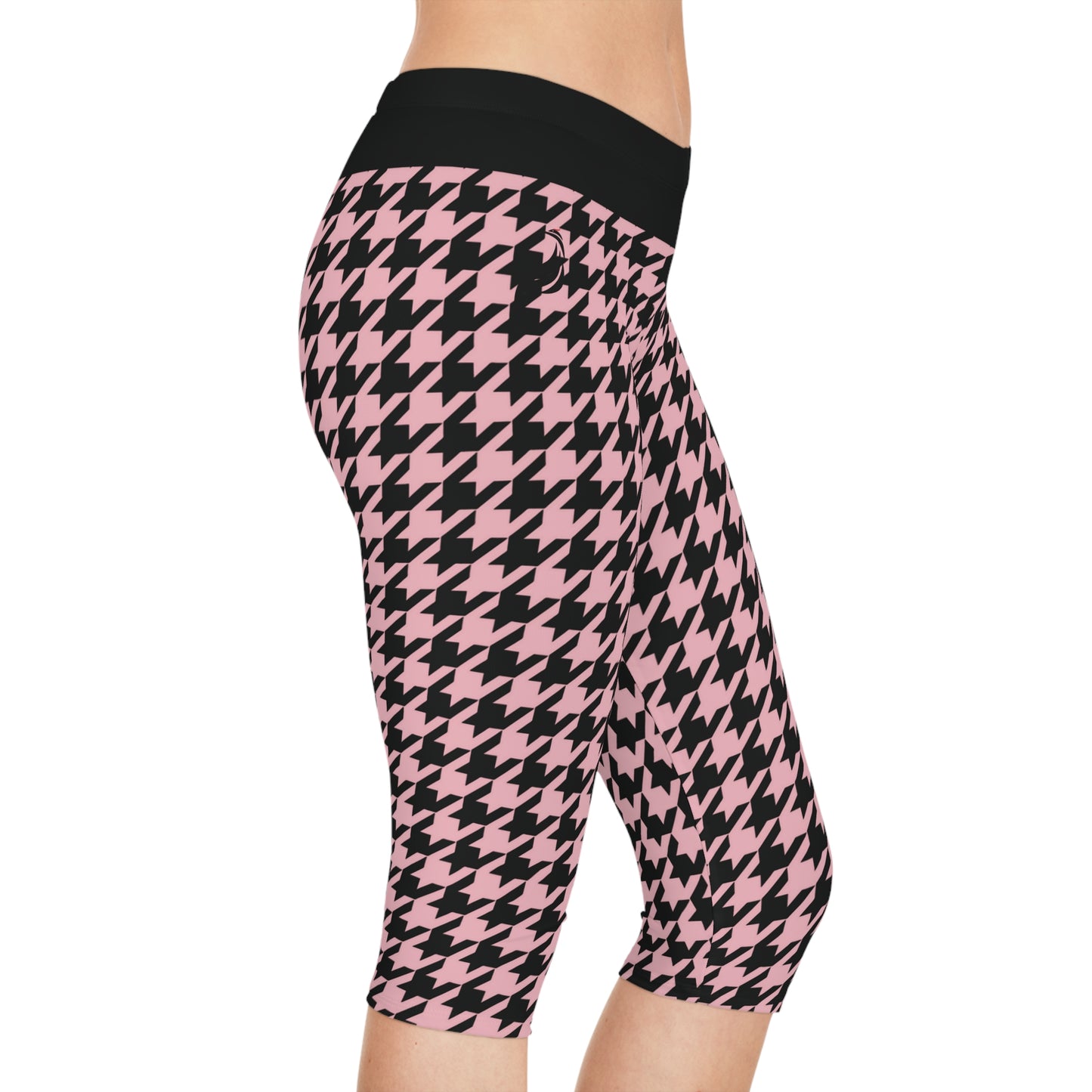 Capri Leggings | Hound's Tooth | Pink & Black