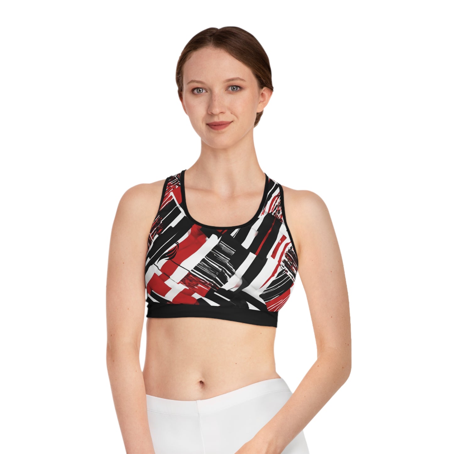 Sports Bra | Abstract Art | Black & Red | BCL