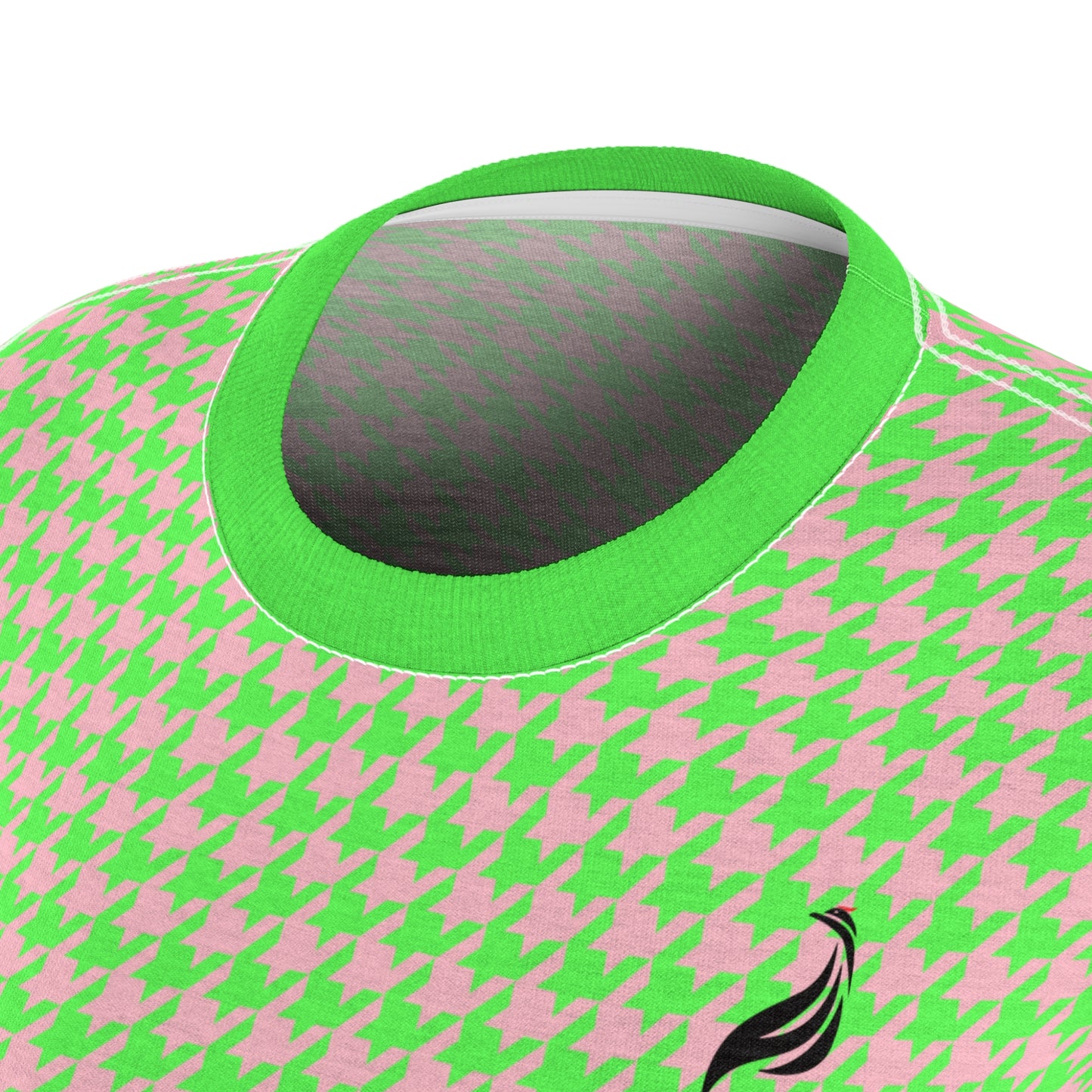 Elegant Soft Tee | Hound's Tooth | Pink & Green