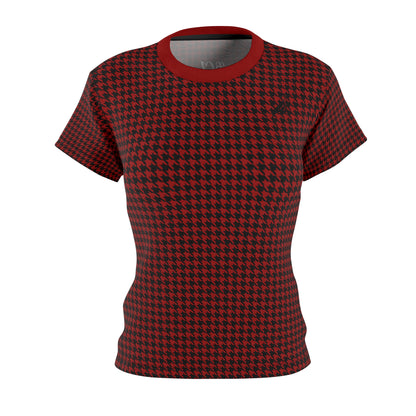 Elegant Soft Tee | Hound's Tooth | Crimson & Black