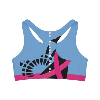 Strength In Pink Sports Bra LT Blue/Pink