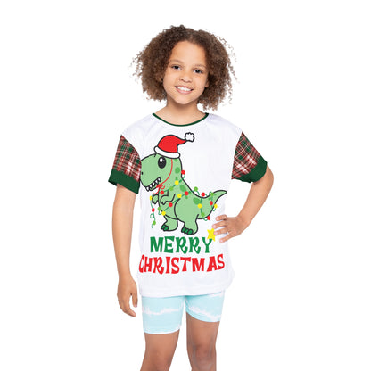 Dino Christmas Plaid Kids Jersey