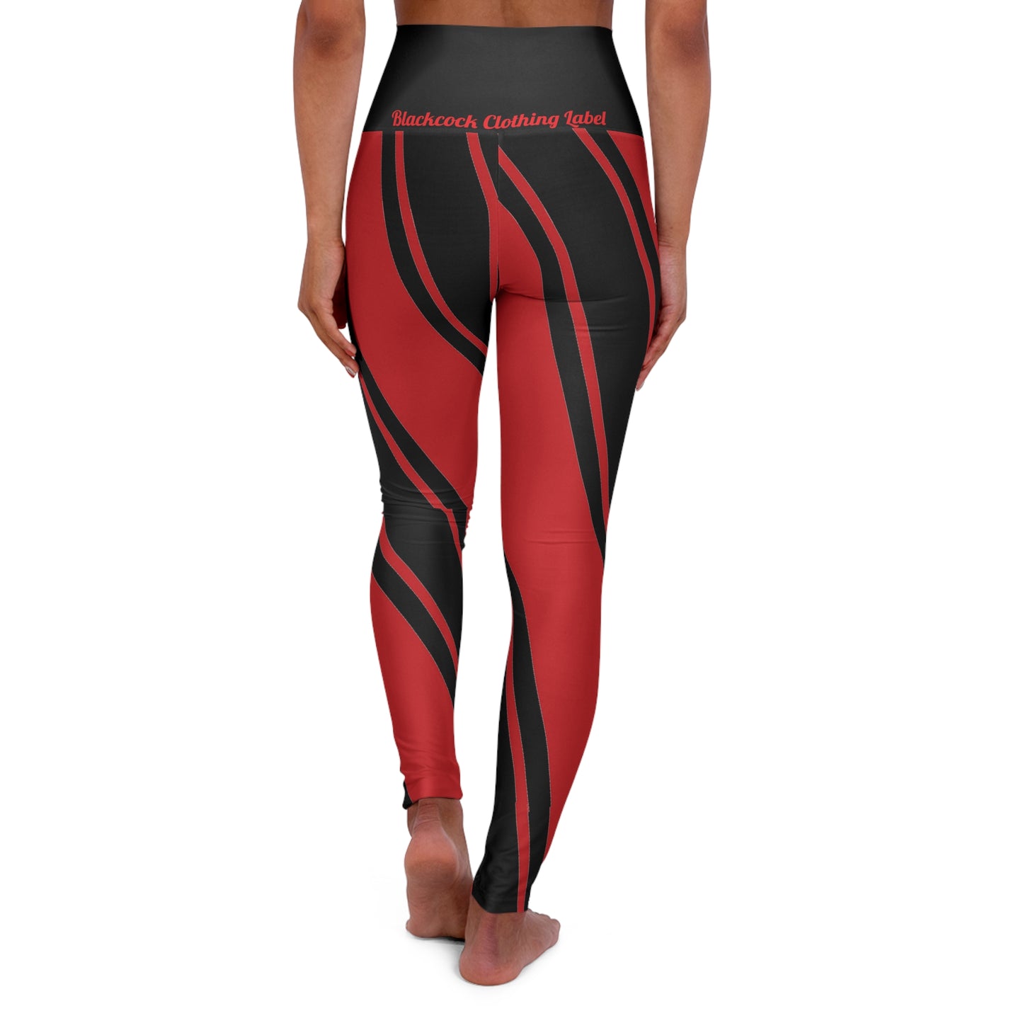 Candy Striped HW Yoga Pants (Black/Red)