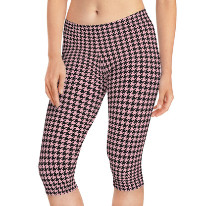 Hound's-tooth Capri Leggings (Pink/Black)