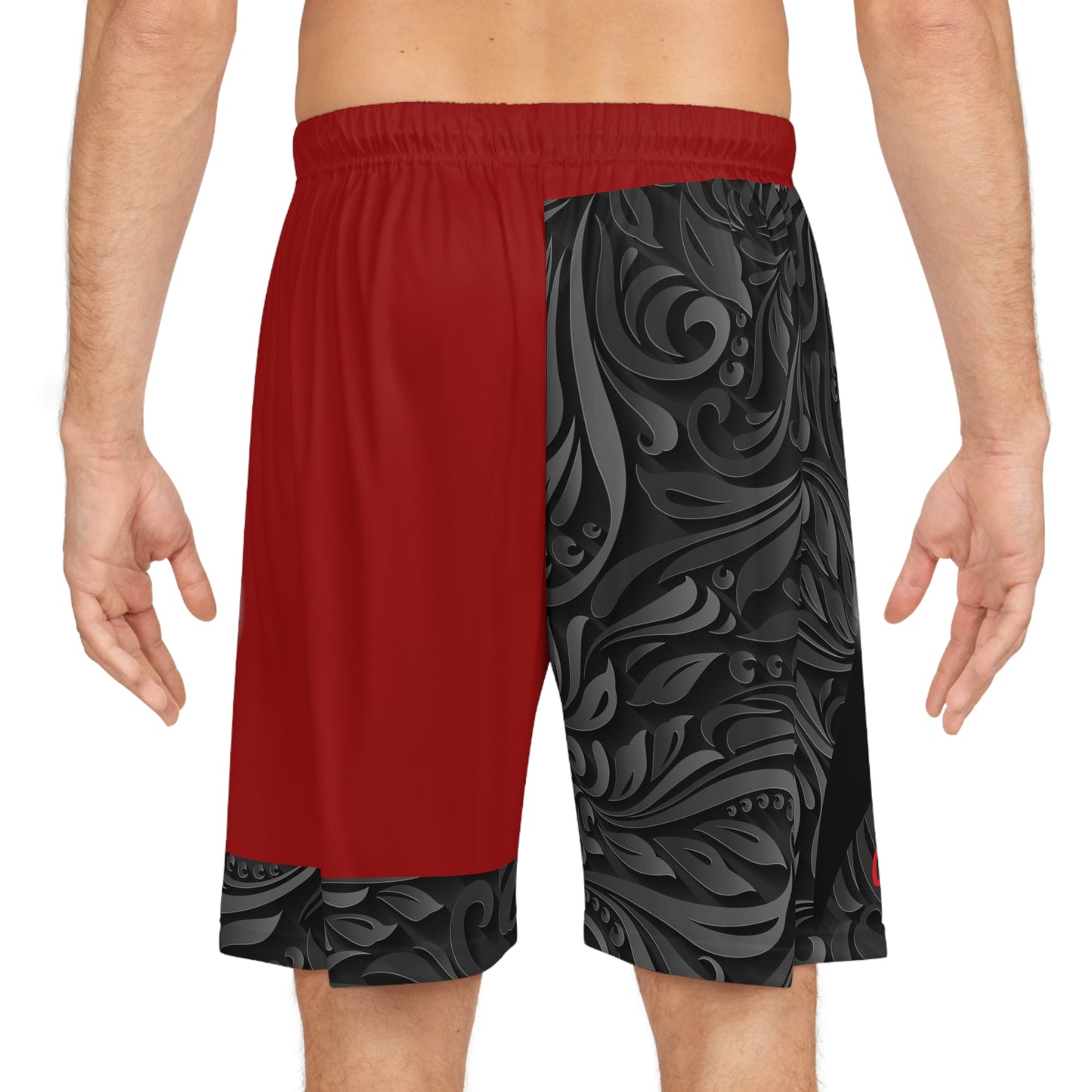 Crimson Blaze Abstract Court Shorts
