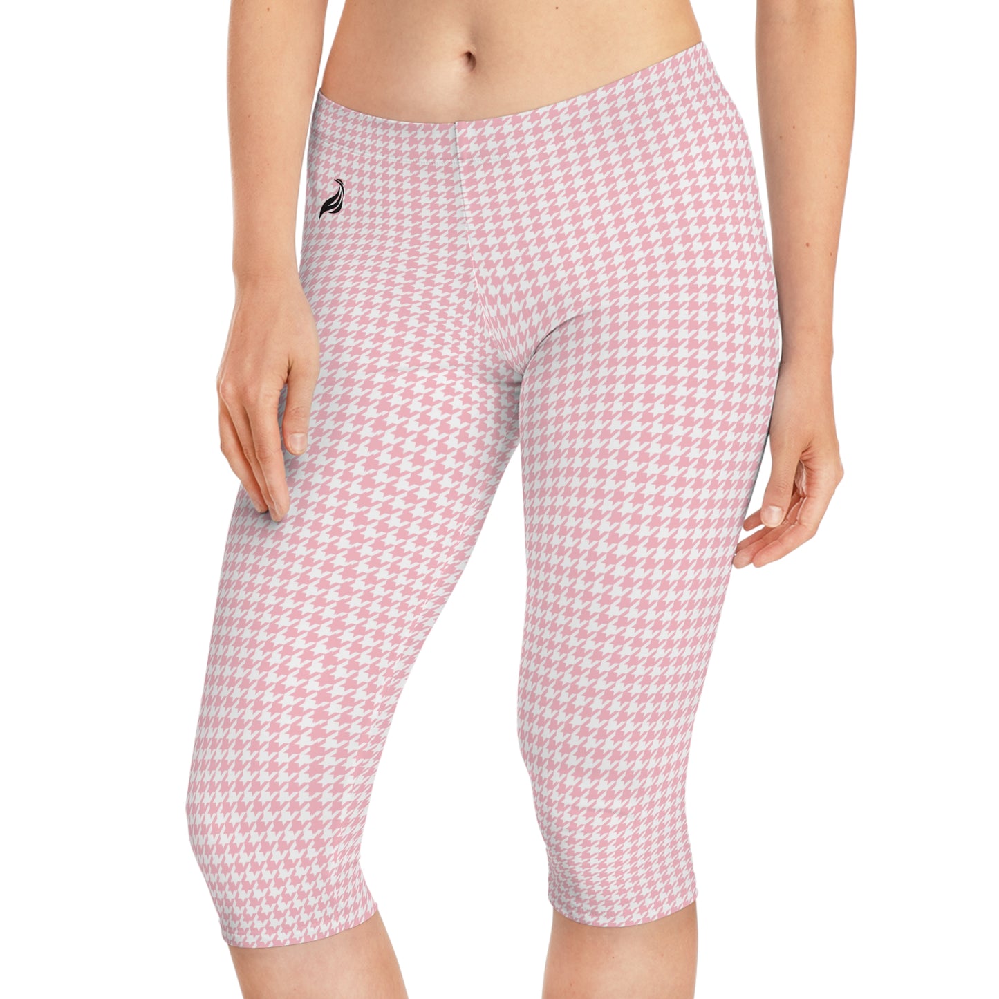 Hound's-tooth Capri Leggings (Pink/White)