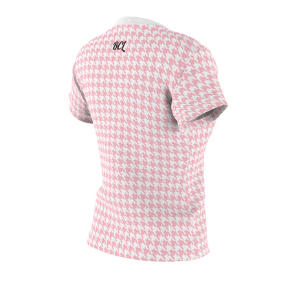 Elegant Soft Tee | Hound's Tooth | Pink & White