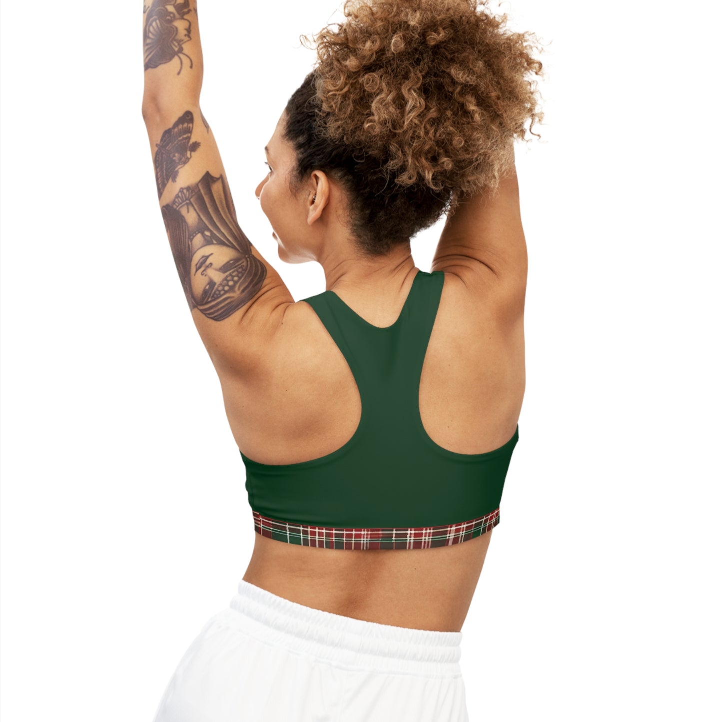 Plaid Christmas Sports Bra