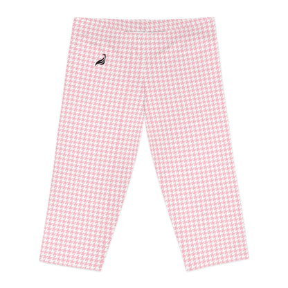 Hound's-tooth Capri Leggings (Pink/White)