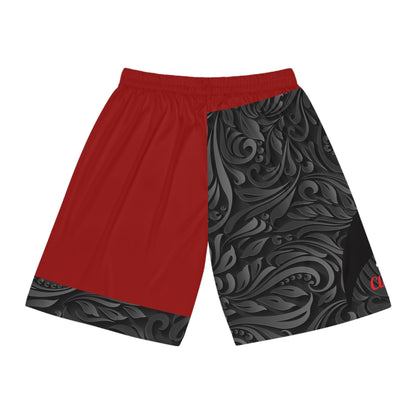 Crimson Blaze Abstract Court Shorts