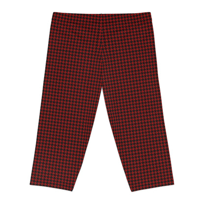 Hound's-tooth Capri Leggings (Crimson/Black)