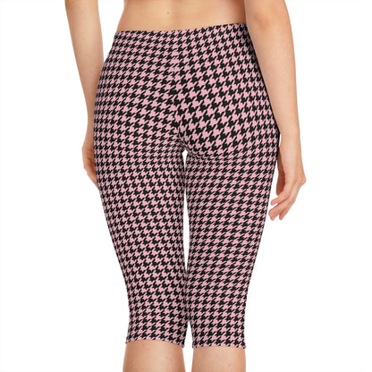 Hound's-tooth Capri Leggings (Pink/Black)