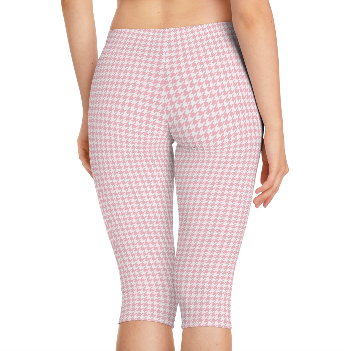 Hound's-tooth Capri Leggings (Pink/White)