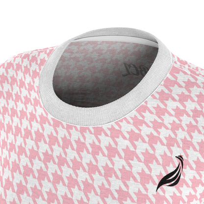 Elegant Soft Tee | Hound's Tooth | Pink & White