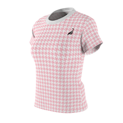 Elegant Soft Tee | Hound's Tooth | Pink & White