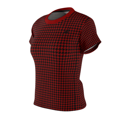 Elegant Soft Tee | Hound's Tooth | Crimson & Black