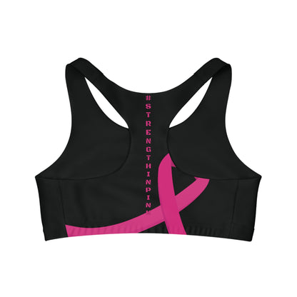 Strength In Pink Sports Bra Black/Pink