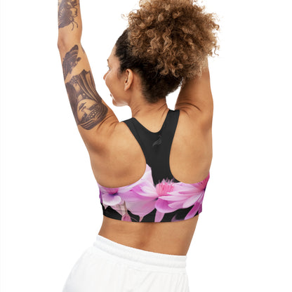 Floral Allure Seamless Sports Bra (Black)